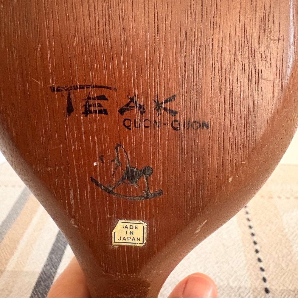 Mid Century Modern Teak Wood Divided Tray Quon Quon Handcrafted Pea Pod Leaf - Picture 3 of 10
